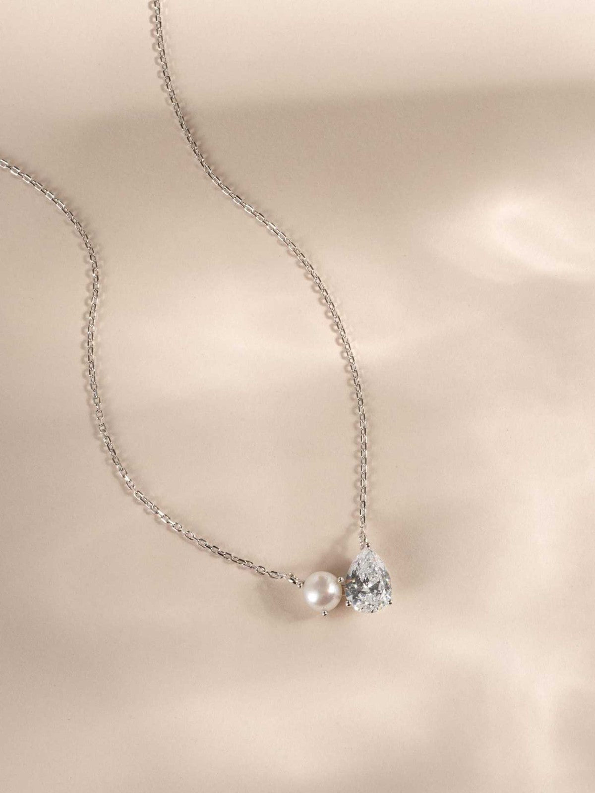 Pearl & Teardrop Crystal Duo Necklace Set