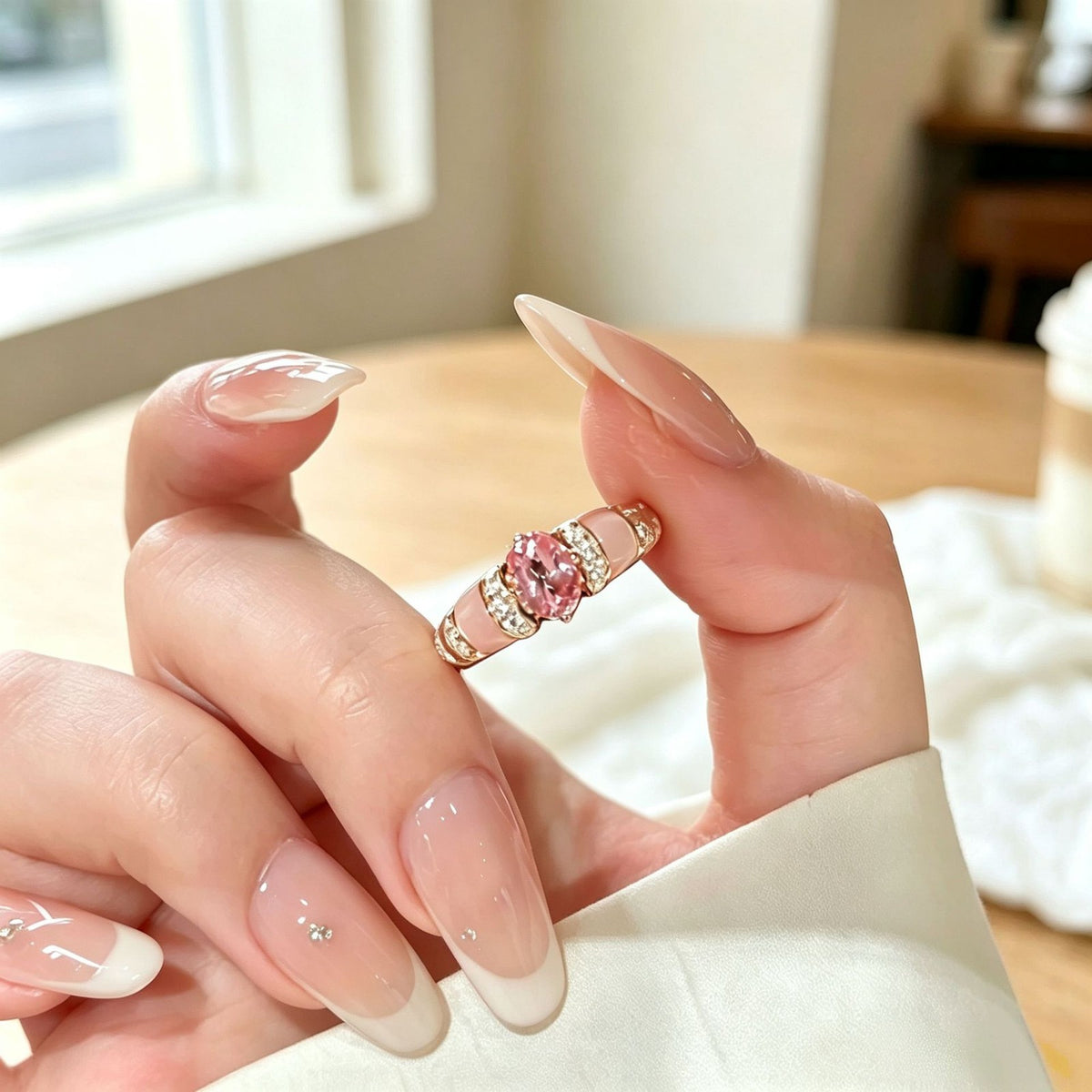 Oval Stone & Enamel Band Ring