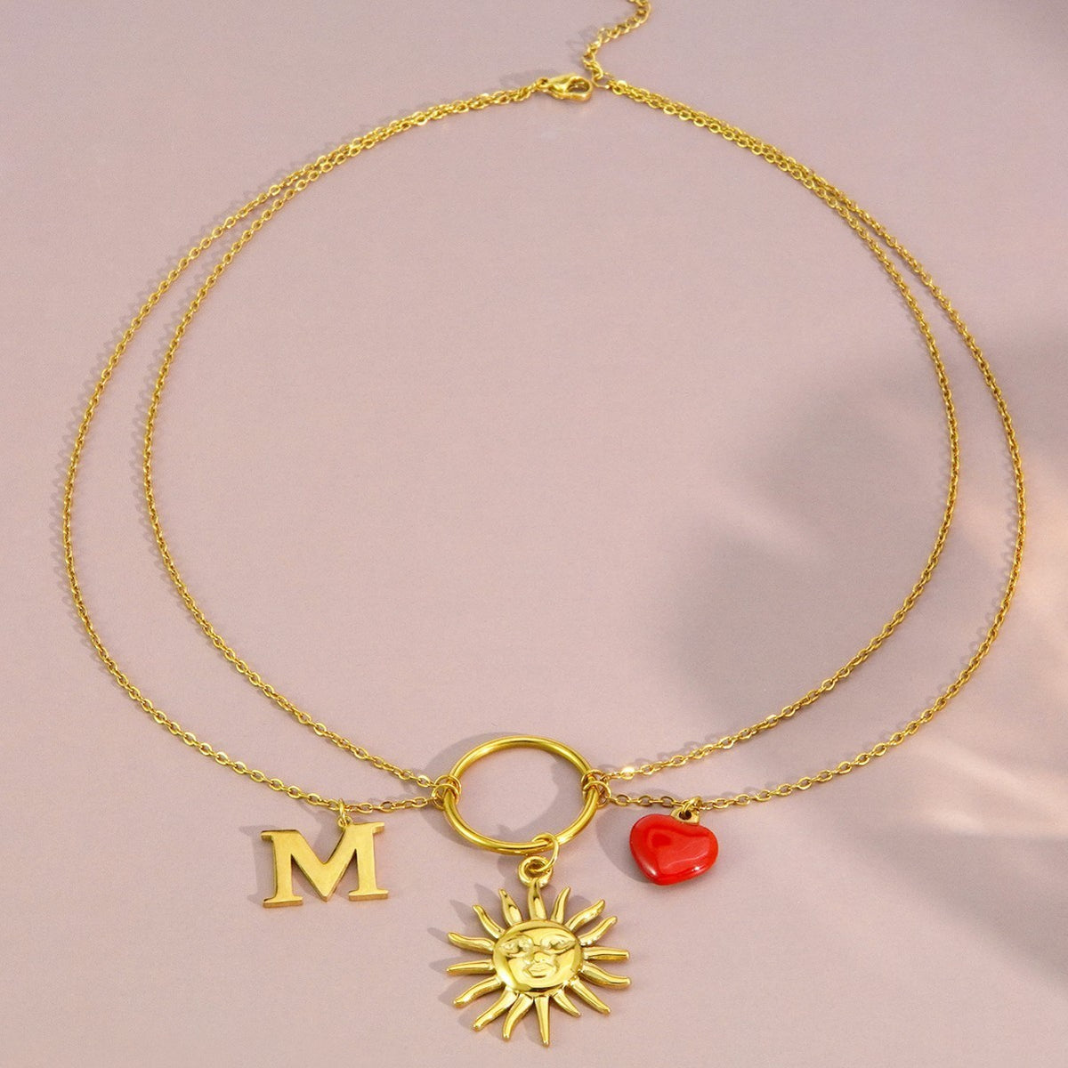 Sun & Heart Initial Necklace