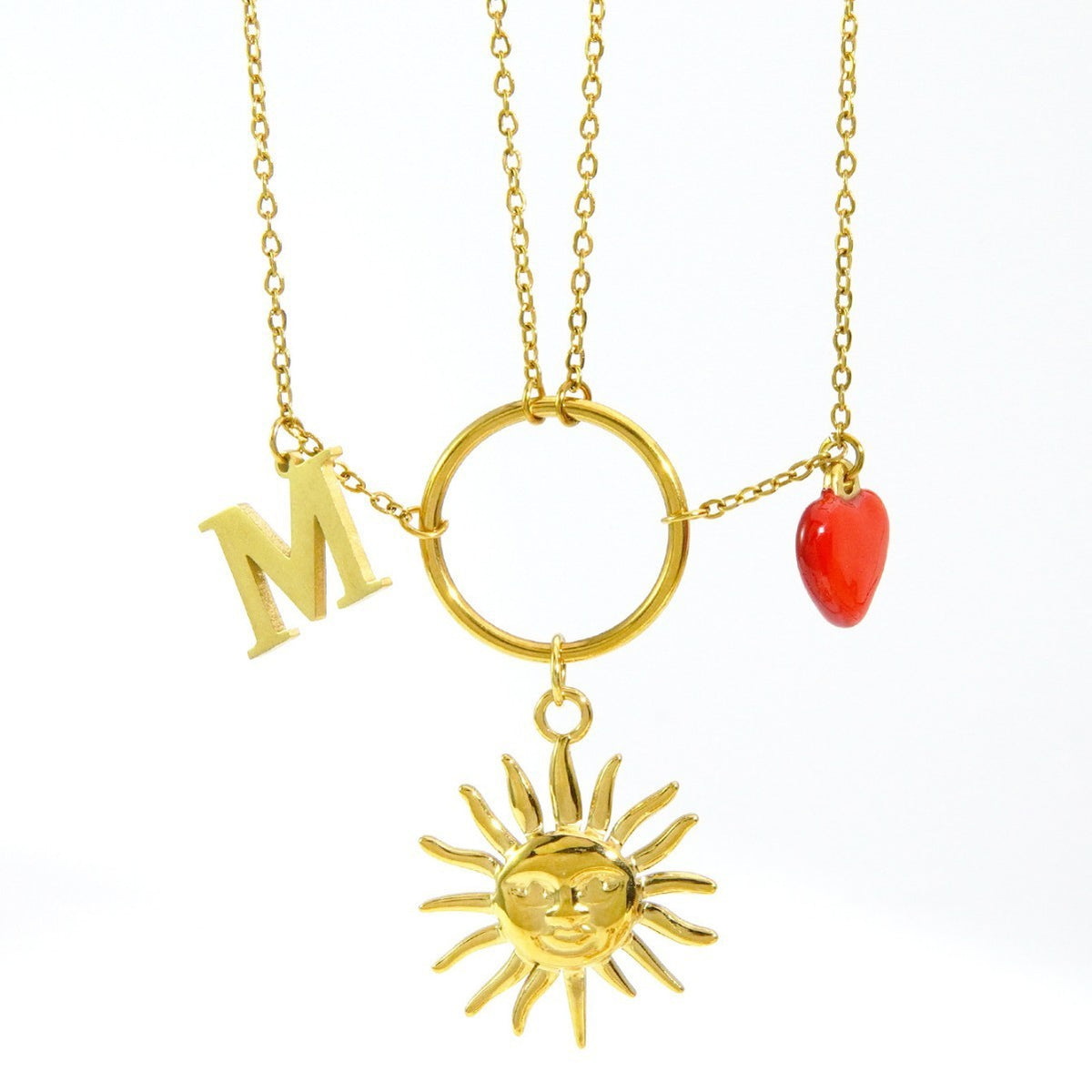 Sun & Heart Initial Necklace