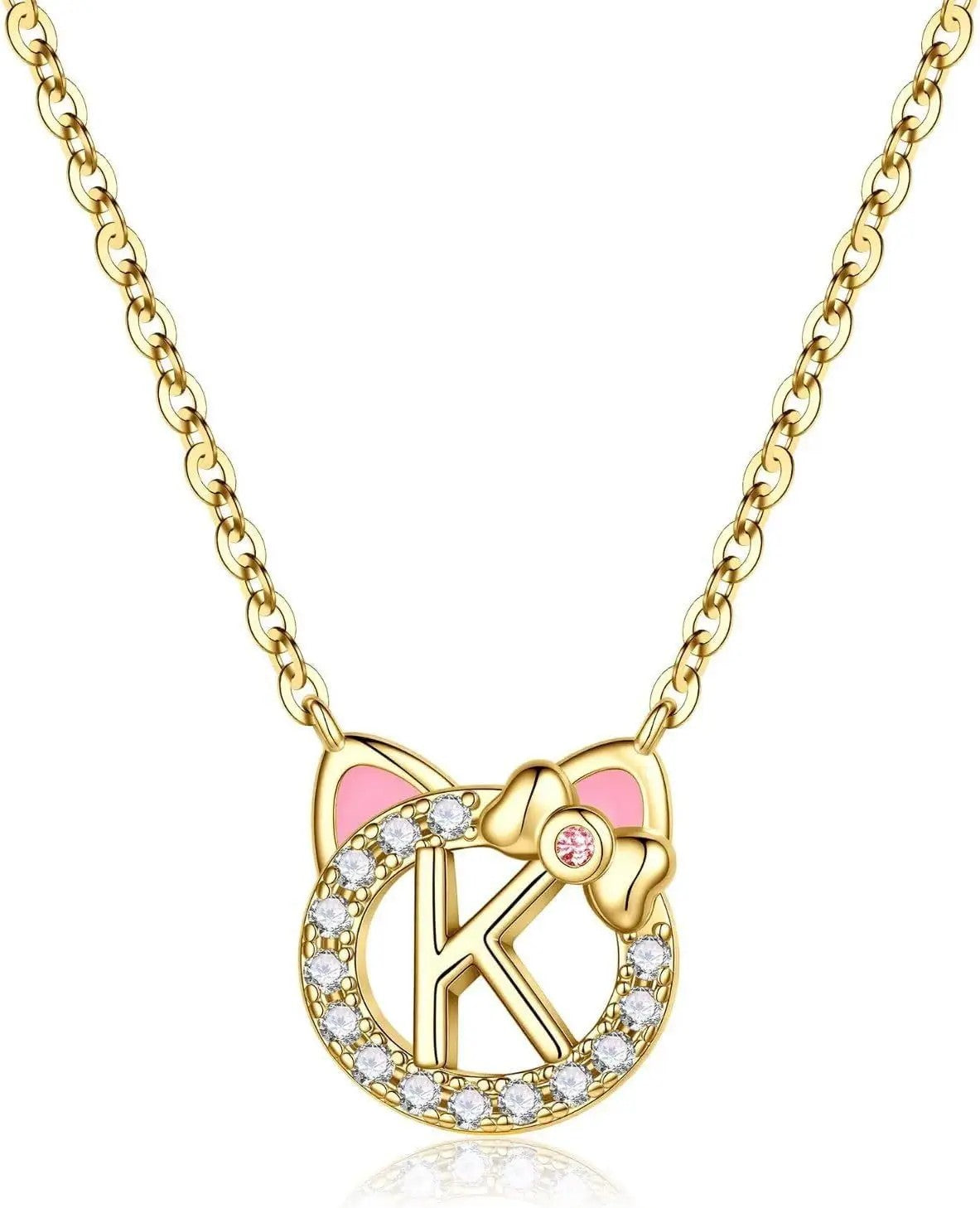 Cat Initial Pendant Necklace