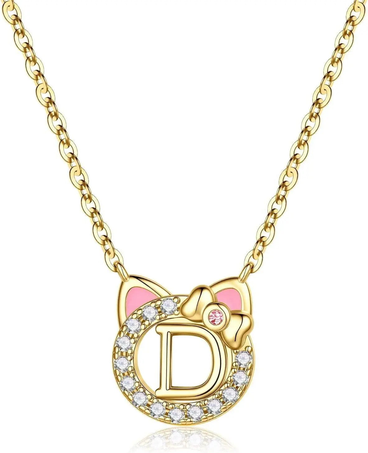 Cat Initial Pendant Necklace