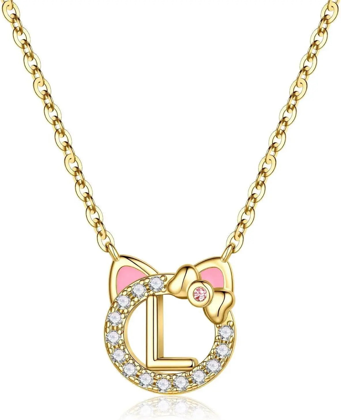 Cat Initial Pendant Necklace