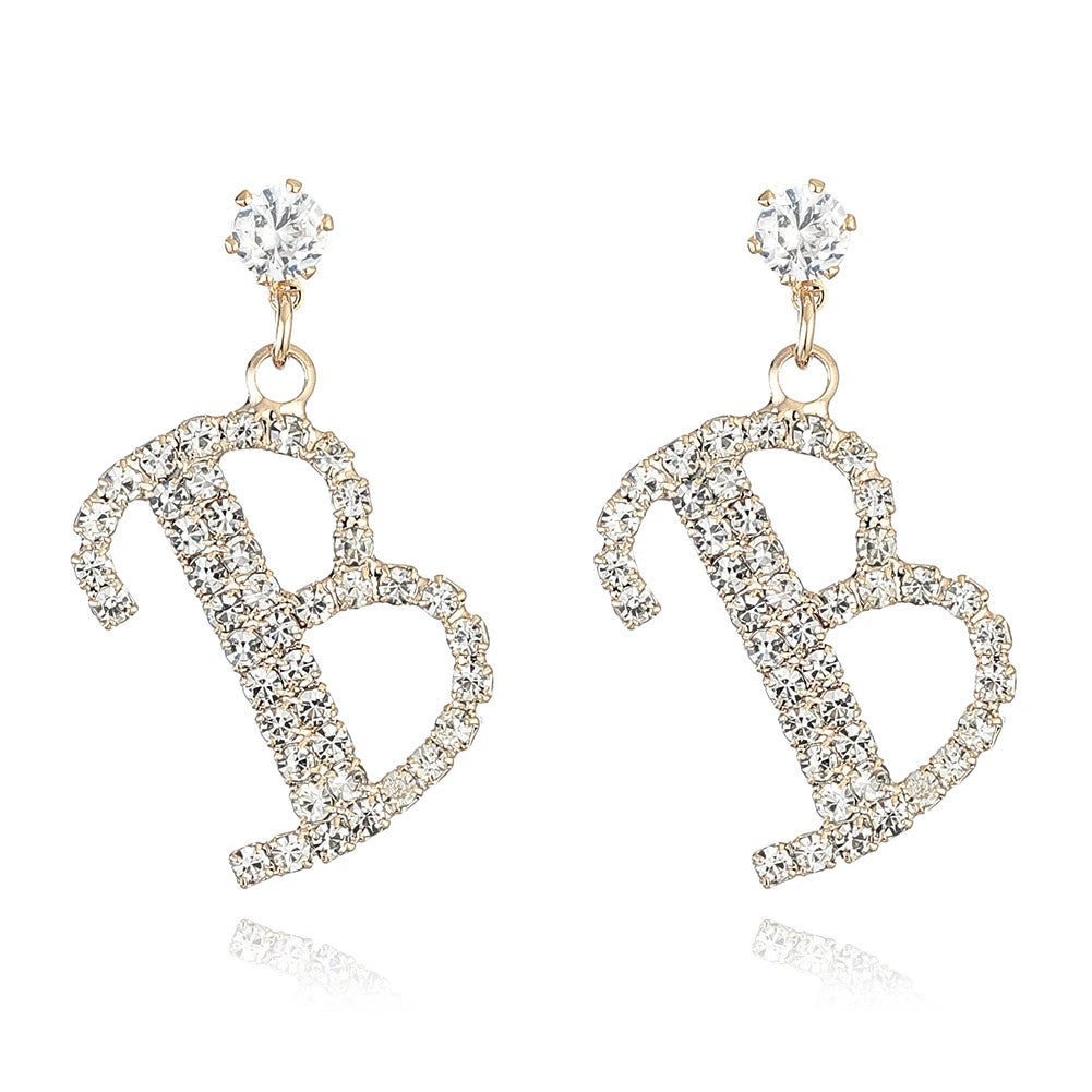 Crystal Initial Drop Earrings