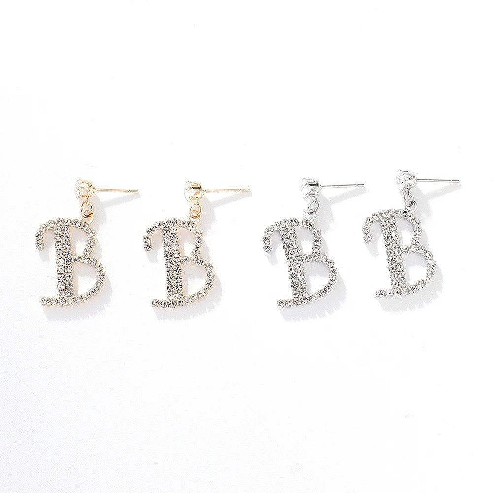 Crystal Initial Drop Earrings