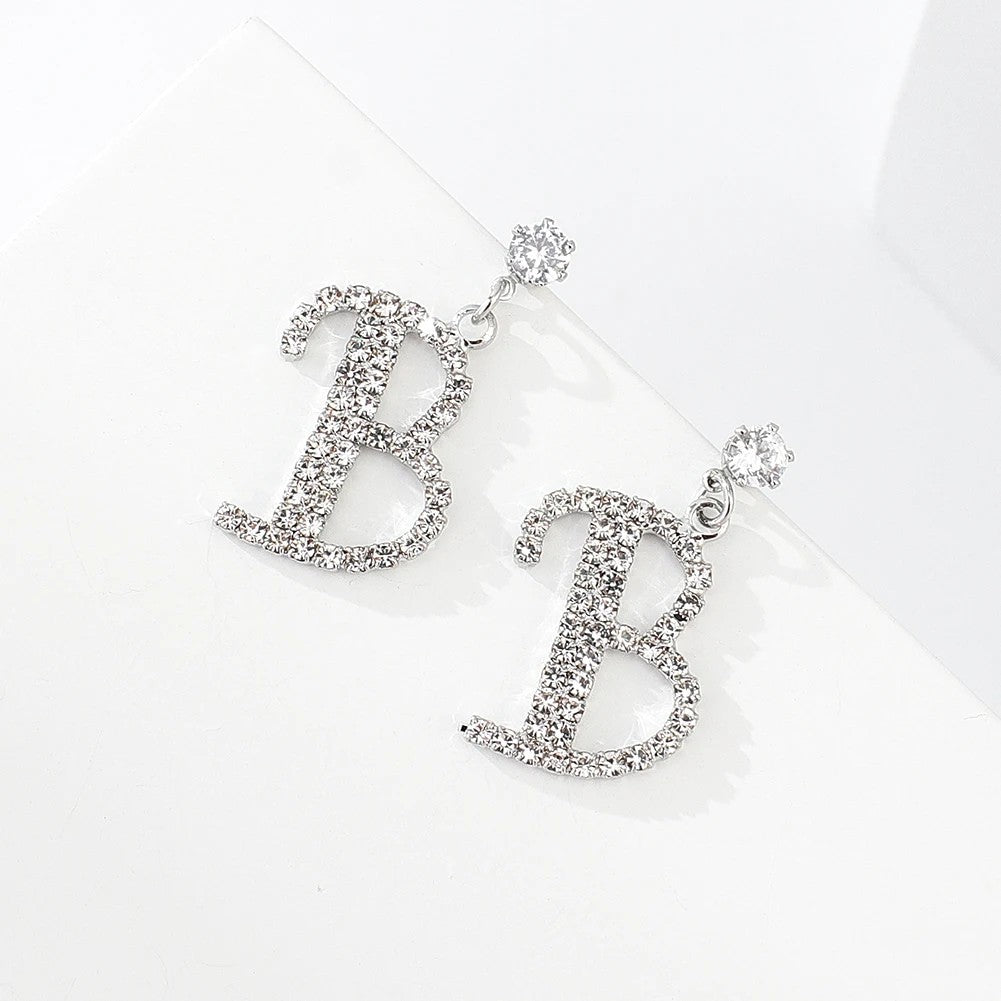 Crystal Initial Drop Earrings