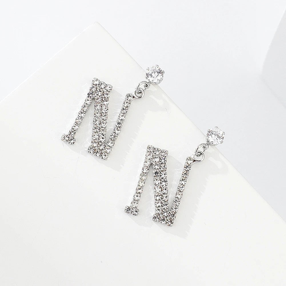 Crystal Initial Drop Earrings