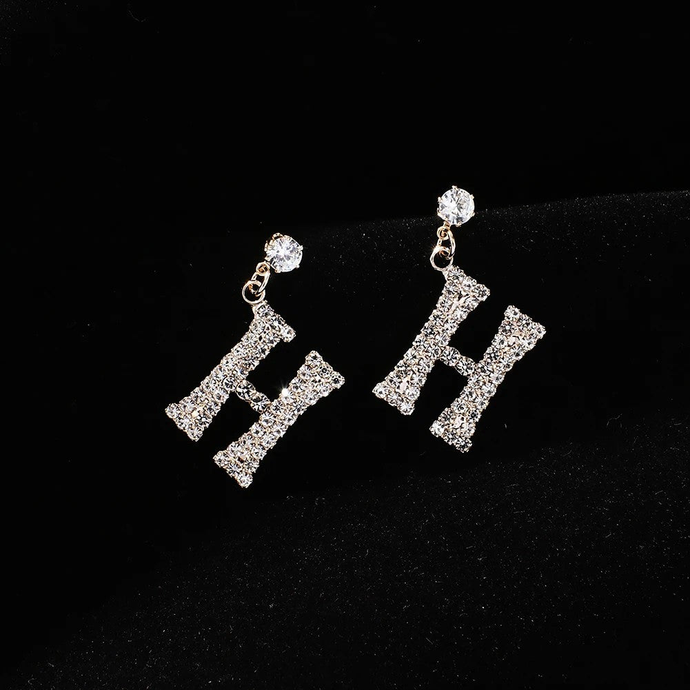 Crystal Initial Drop Earrings