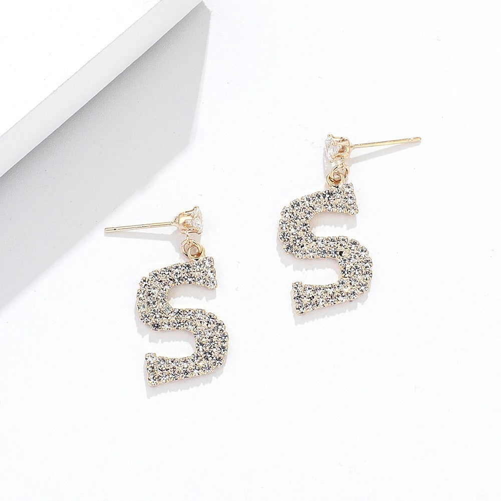 Crystal Initial Drop Earrings