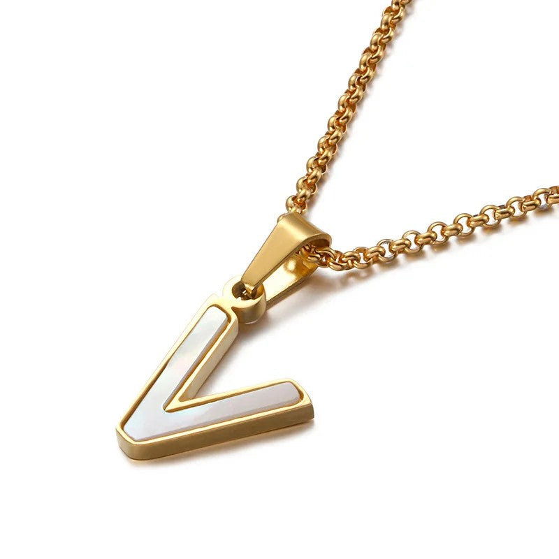 Enamel Initial Letter Necklace