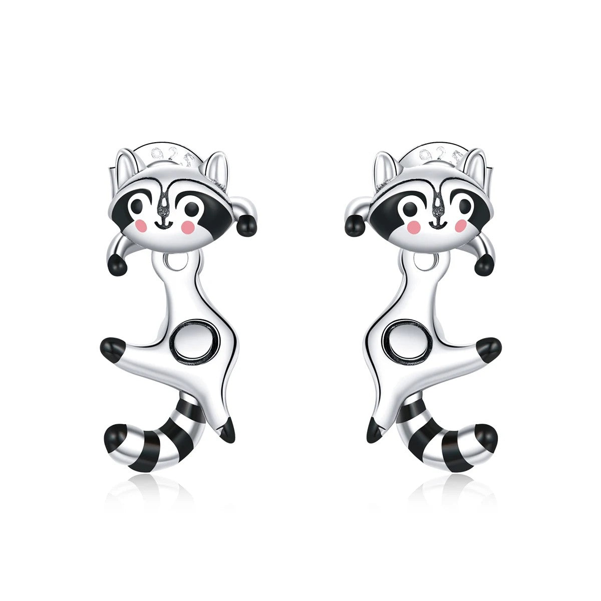 Playful Raccoon Drop Earrings