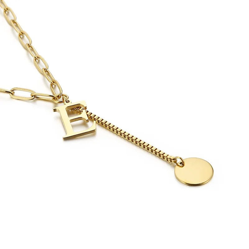Initial Letter Box Chain Necklace