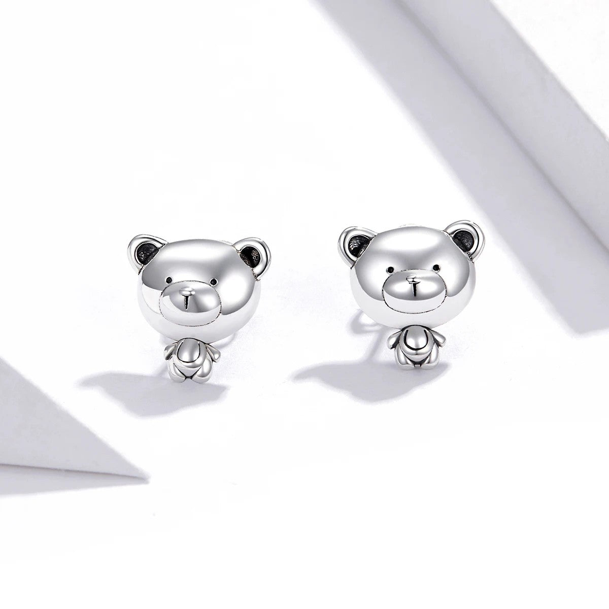 Silver Bear Stud Earrings