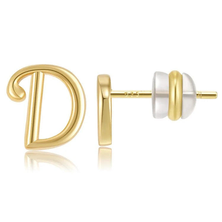 Gold Letter D Stud Earring