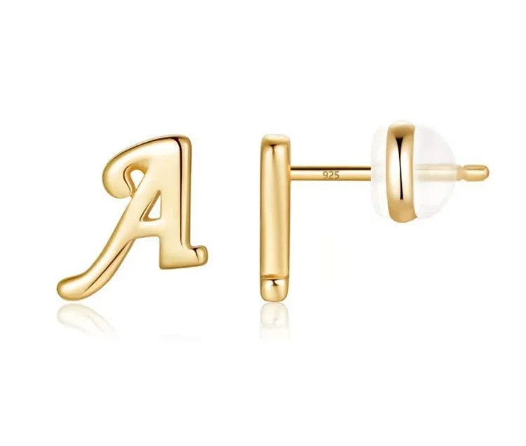 Gold Letter D Stud Earring