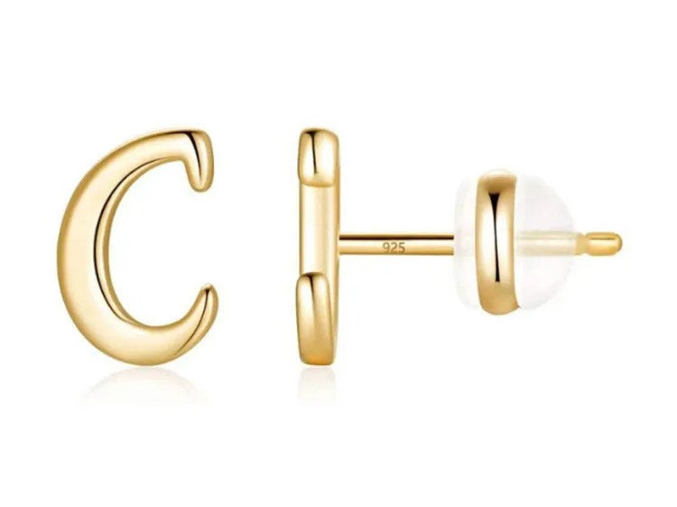 Gold Letter D Stud Earring