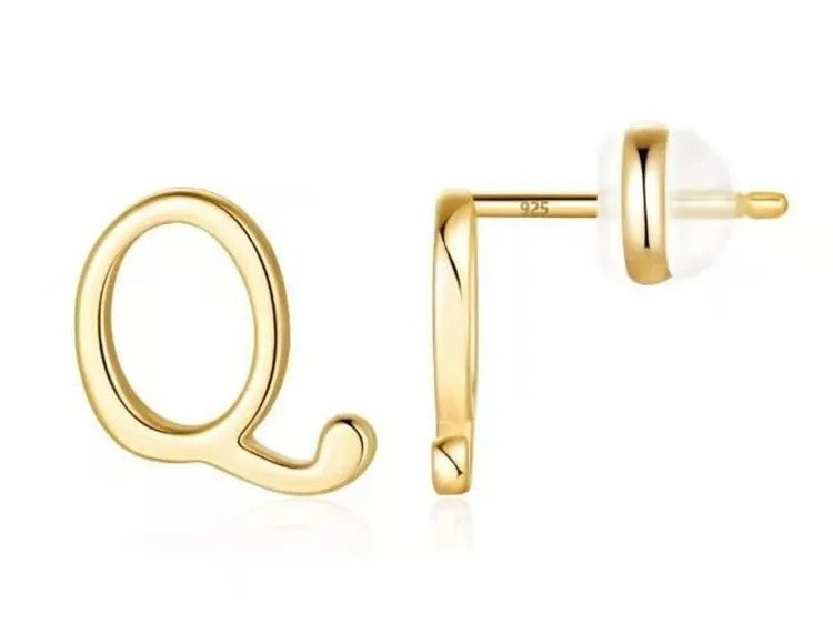 Gold Letter D Stud Earring