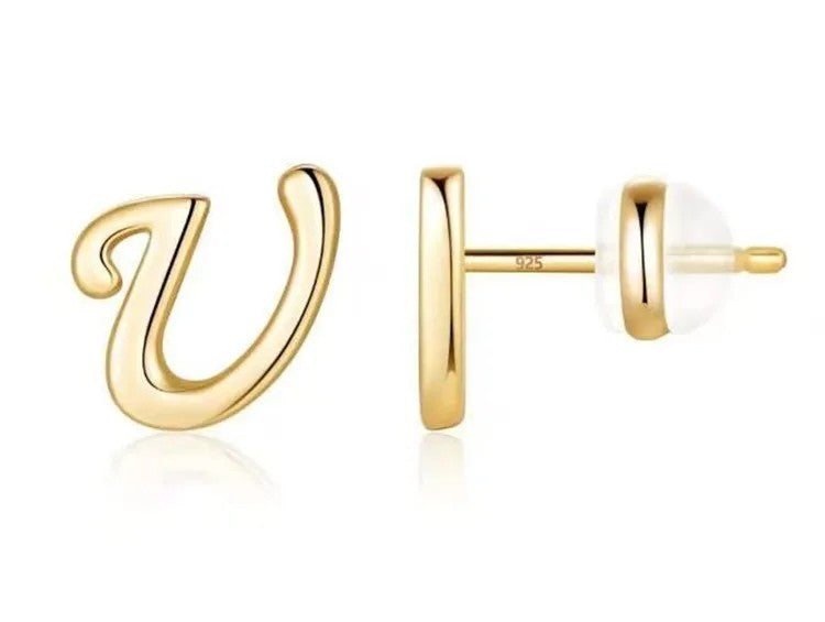 Gold Letter D Stud Earring