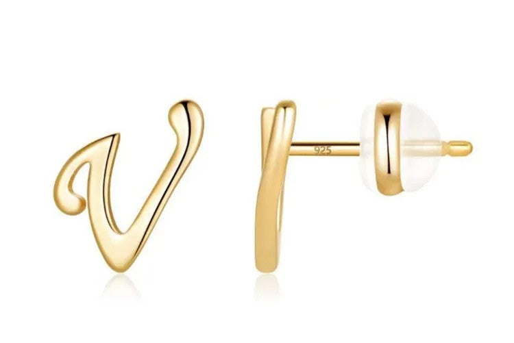 Gold Letter D Stud Earring