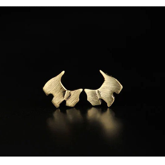 Brushed Dog Stud Earrings
