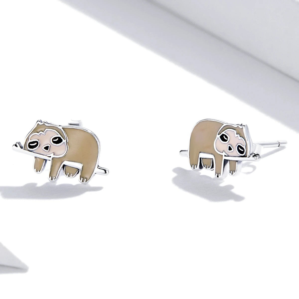 Brown Sloth Stud Earrings