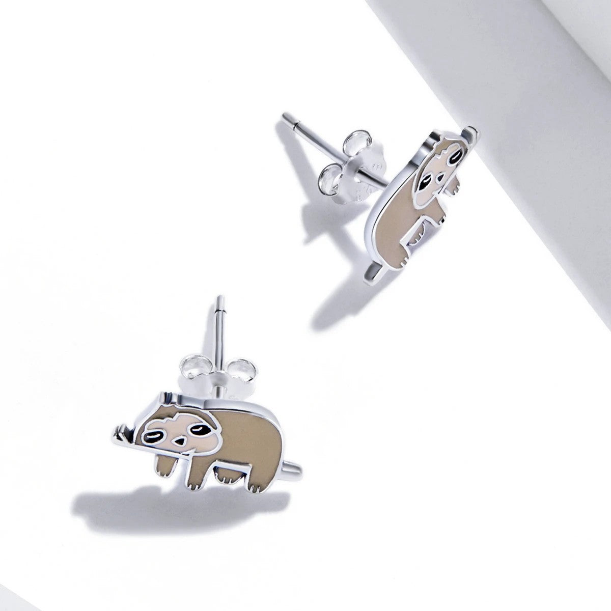 Brown Sloth Stud Earrings