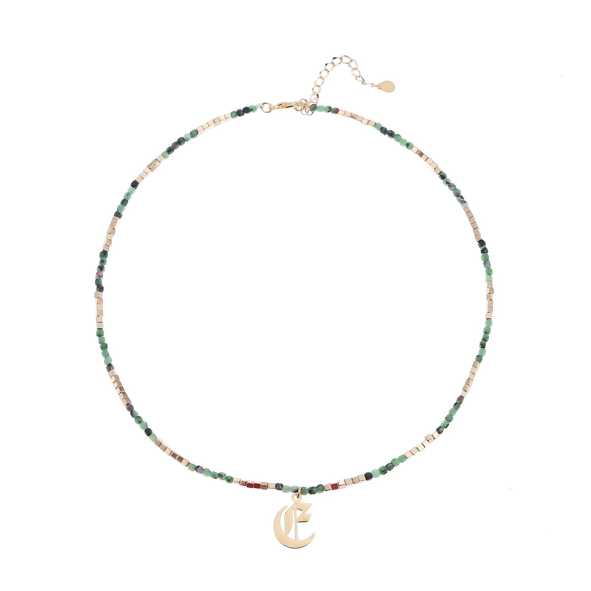Old English Initial Beaded Necklace