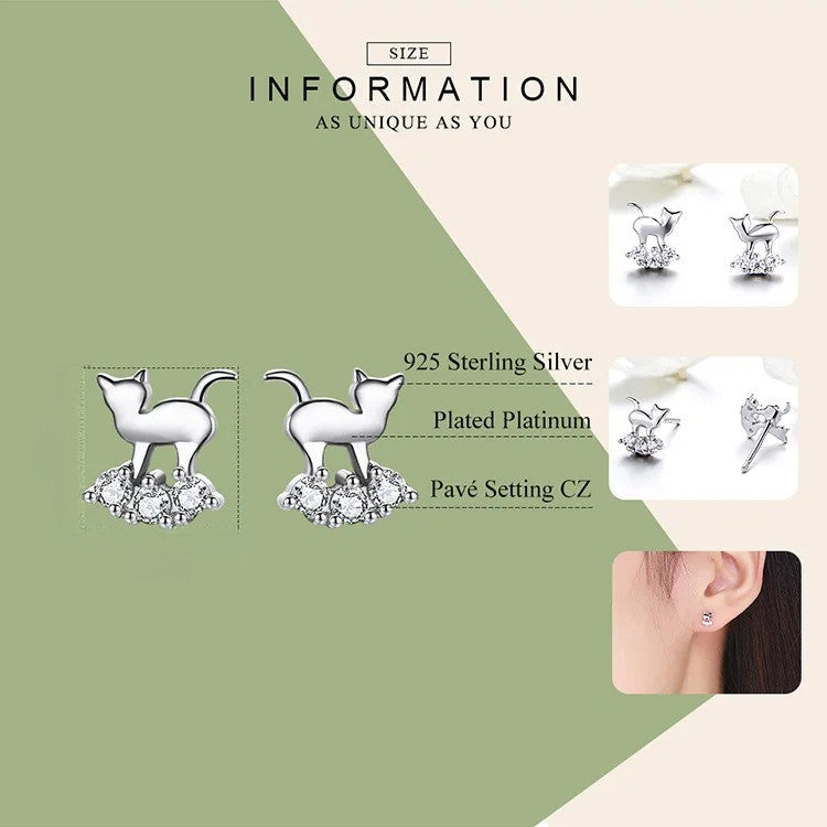 Cat Zircon Pebble Stud Earrings