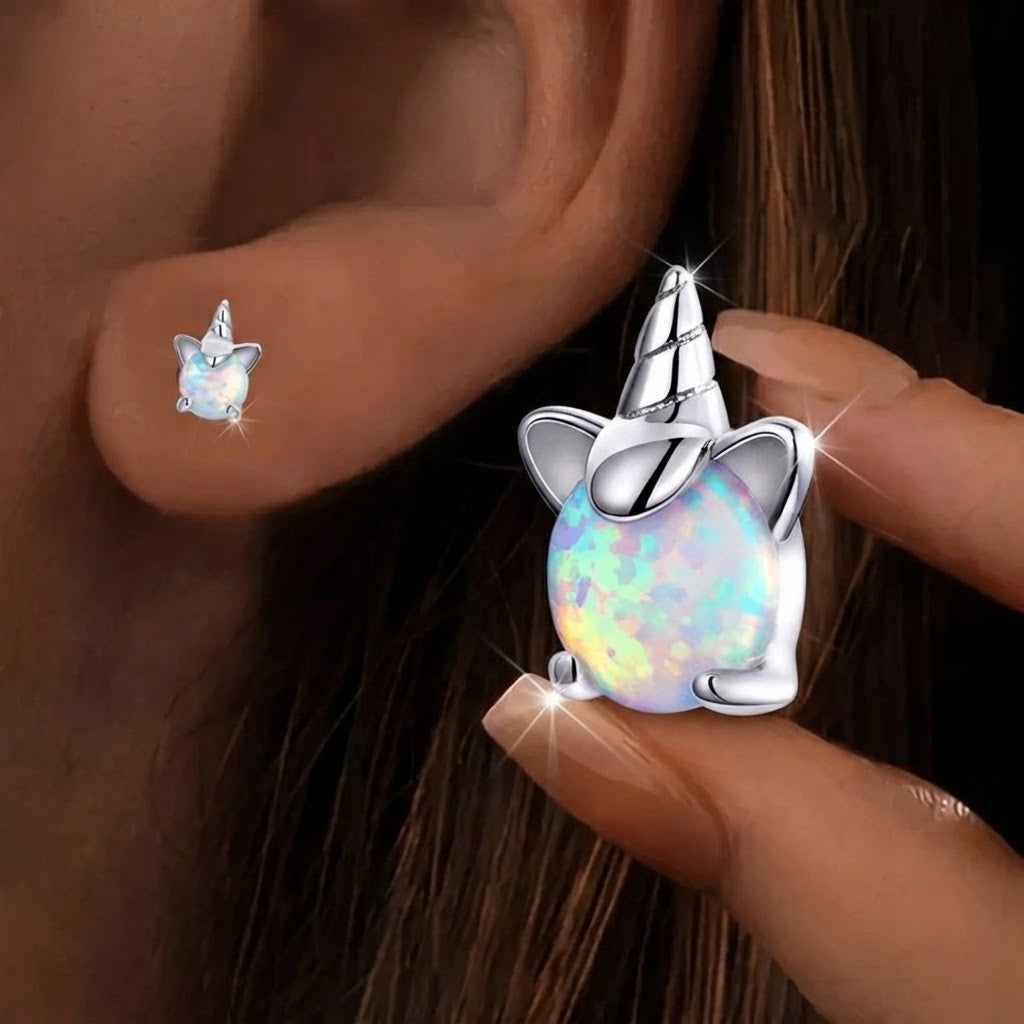 Opal Unicorn Stud Earrings