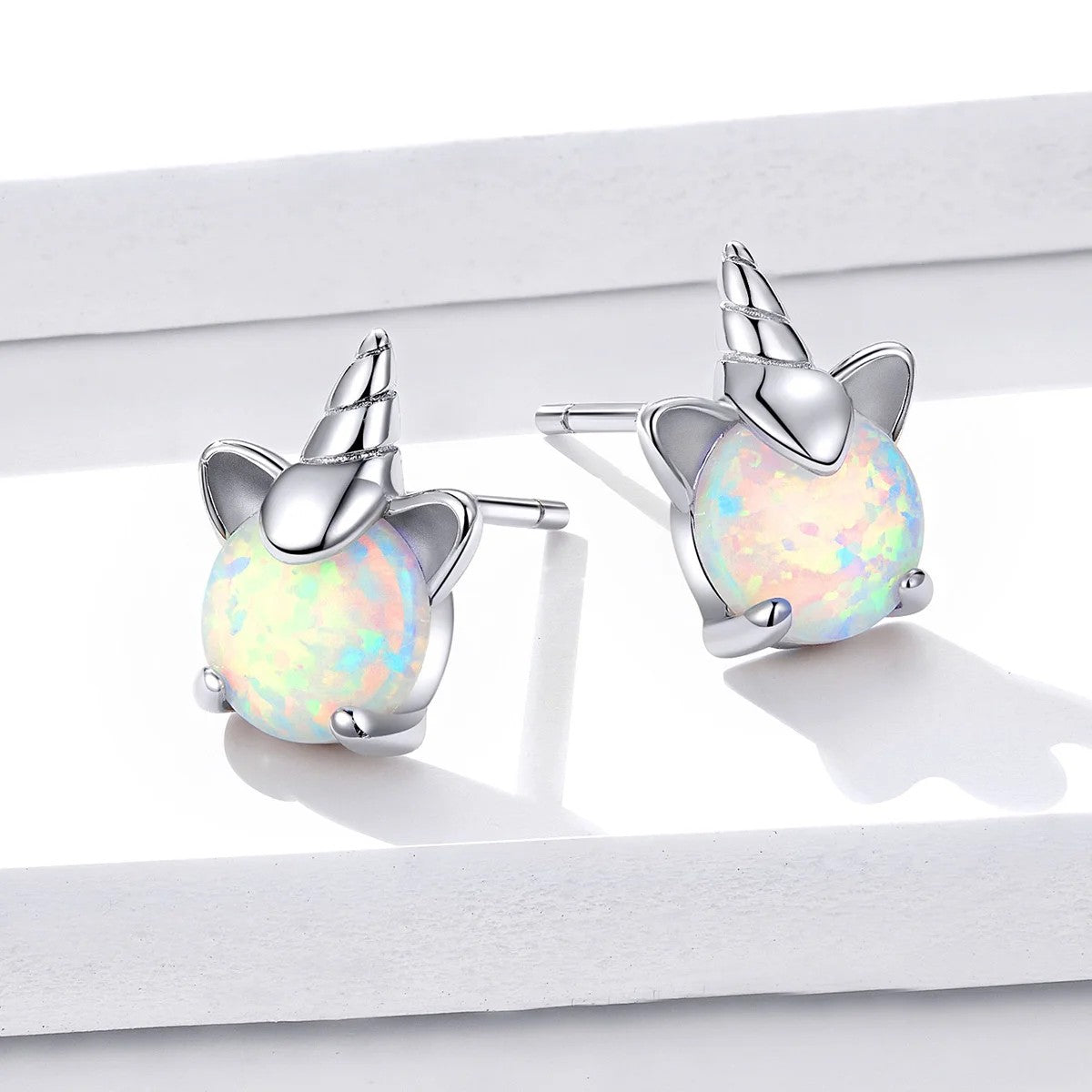 Opal Unicorn Stud Earrings