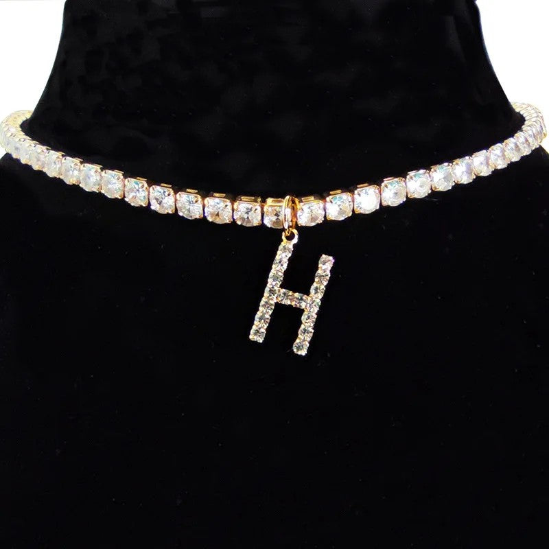Crystal Initial Butterfly Tennis Necklace