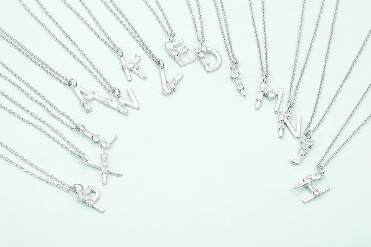 Crystal Initial Bow Necklace
