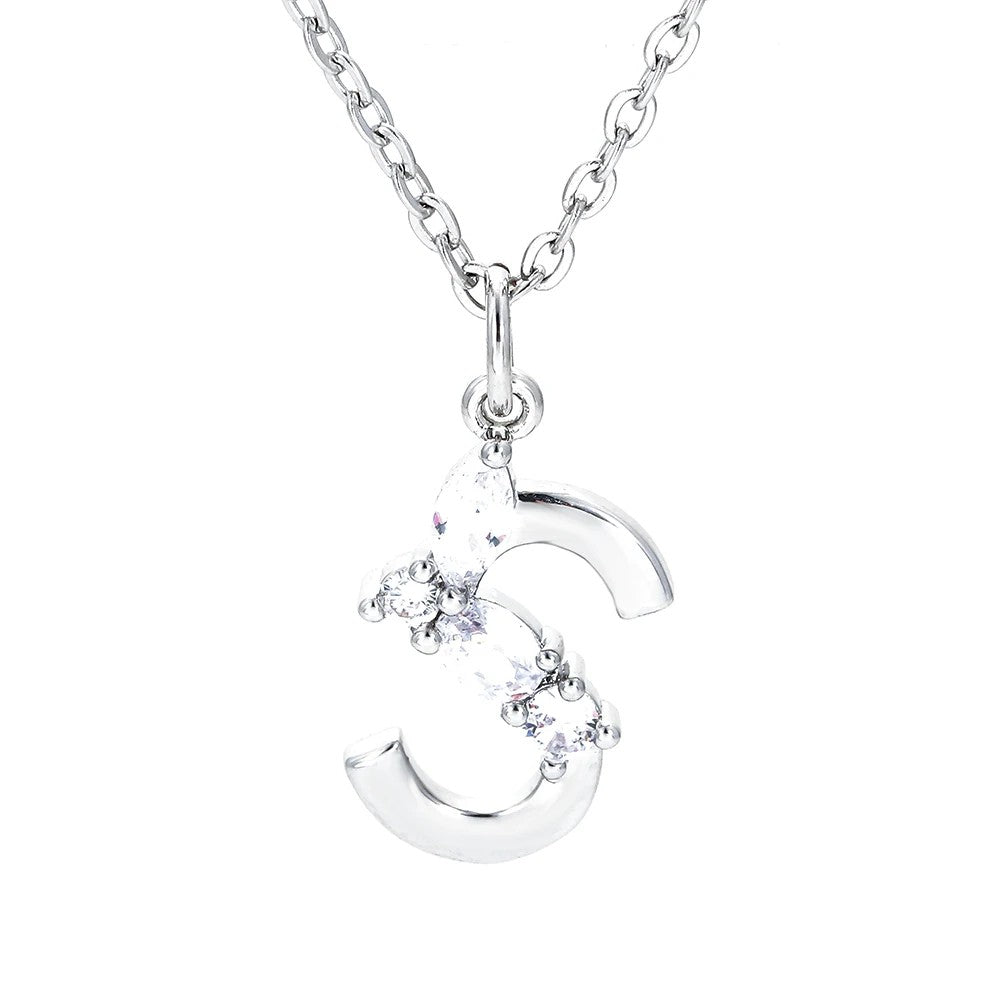 Crystal Initial Bow Necklace