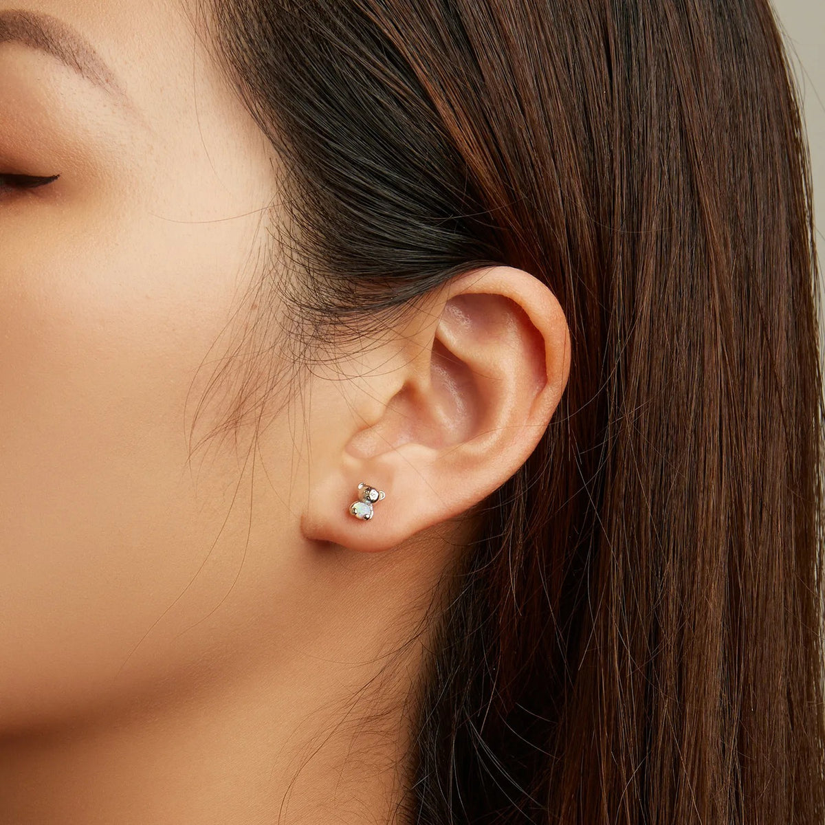 Opal Bear Stud Earrings