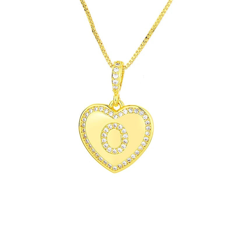 Zircon Heart Initial Necklace