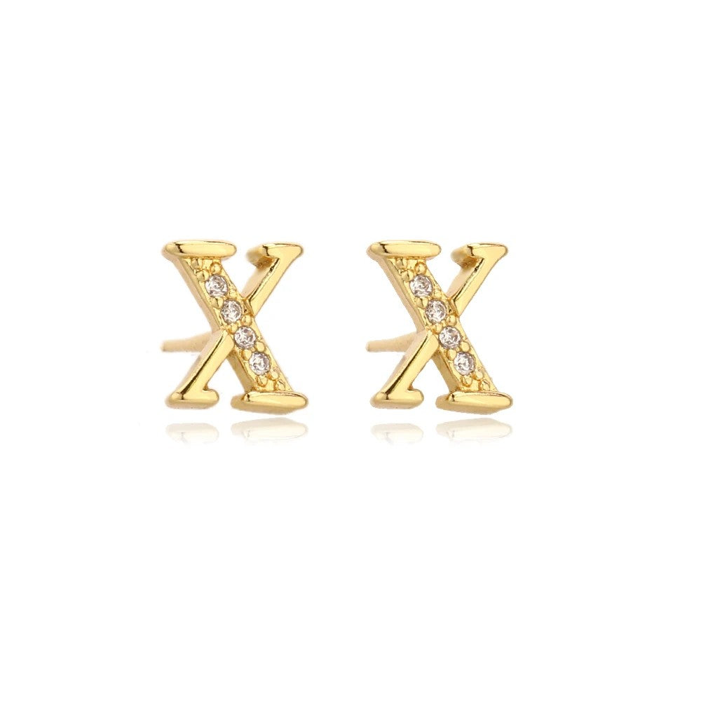 Crystal Initial W Stud Earrings