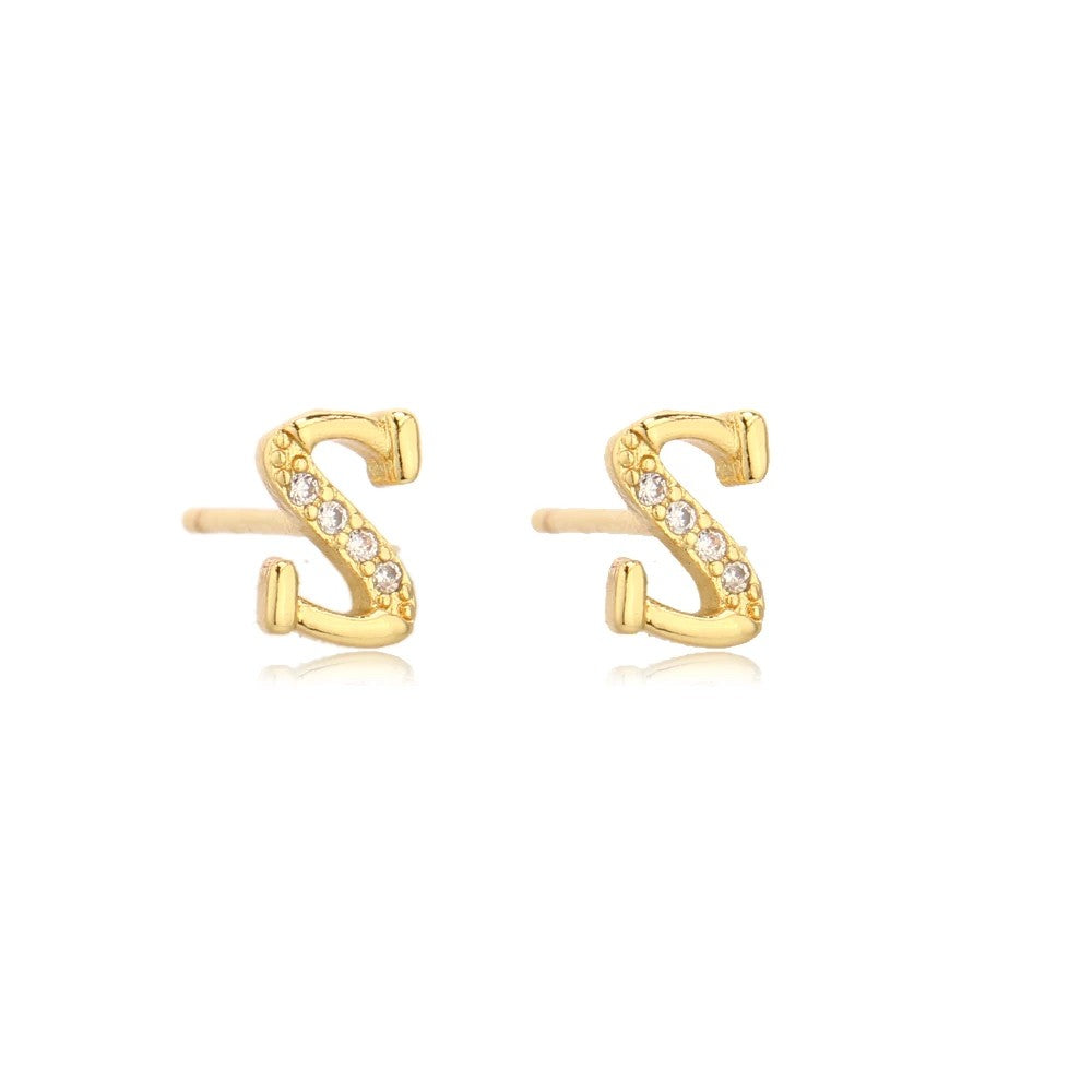 Crystal Initial W Stud Earrings