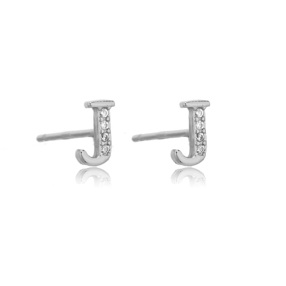 Crystal Initial W Stud Earrings
