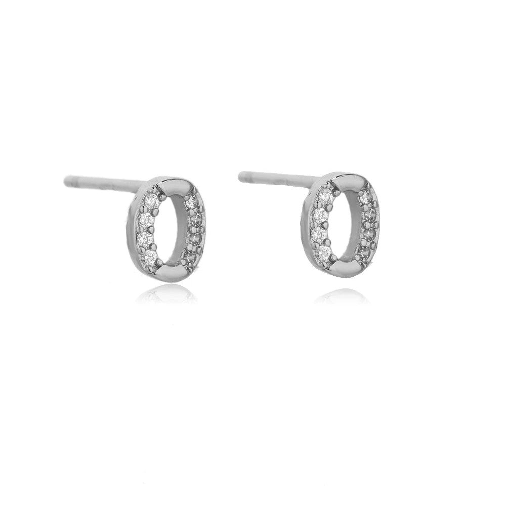 Crystal Initial W Stud Earrings