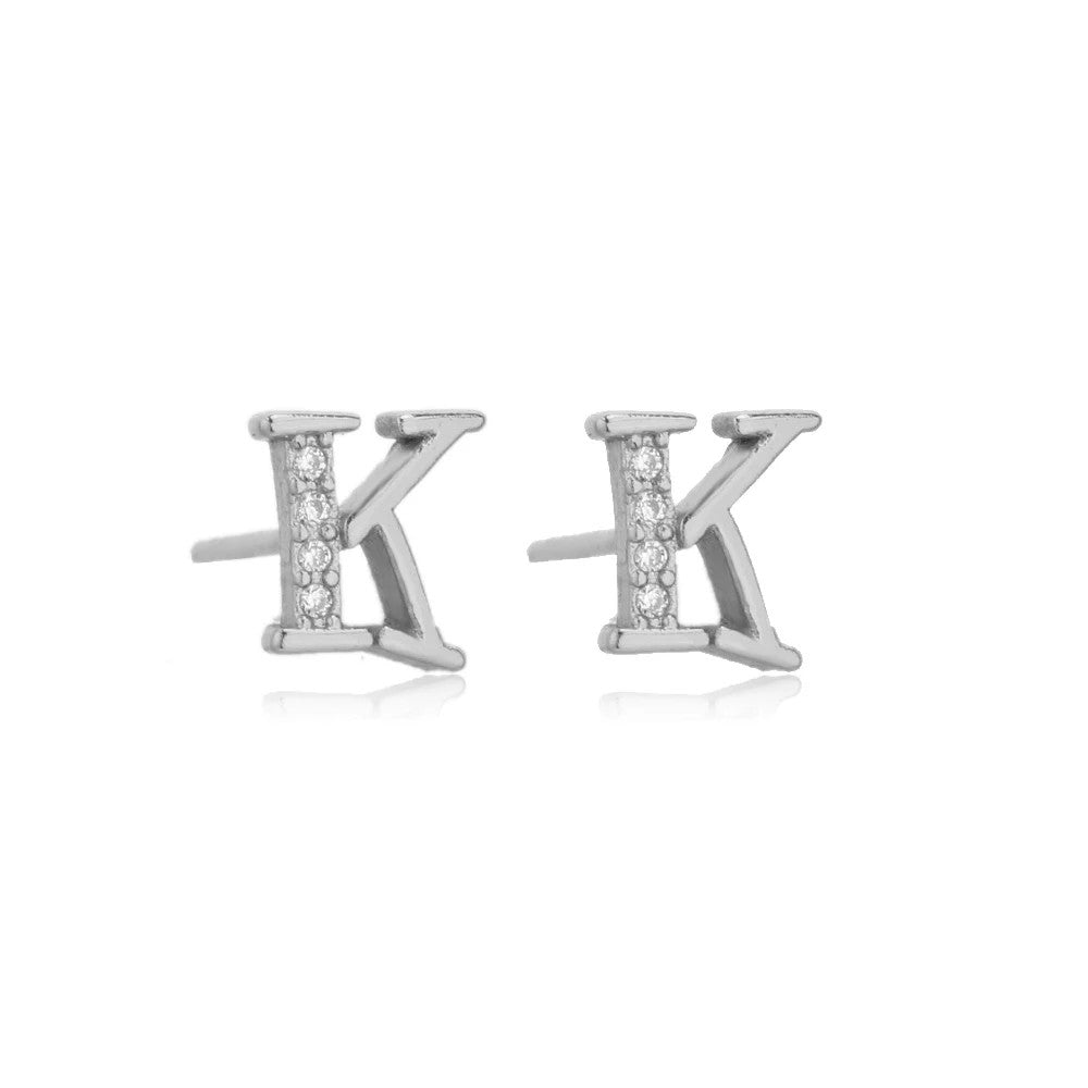 Crystal Initial W Stud Earrings