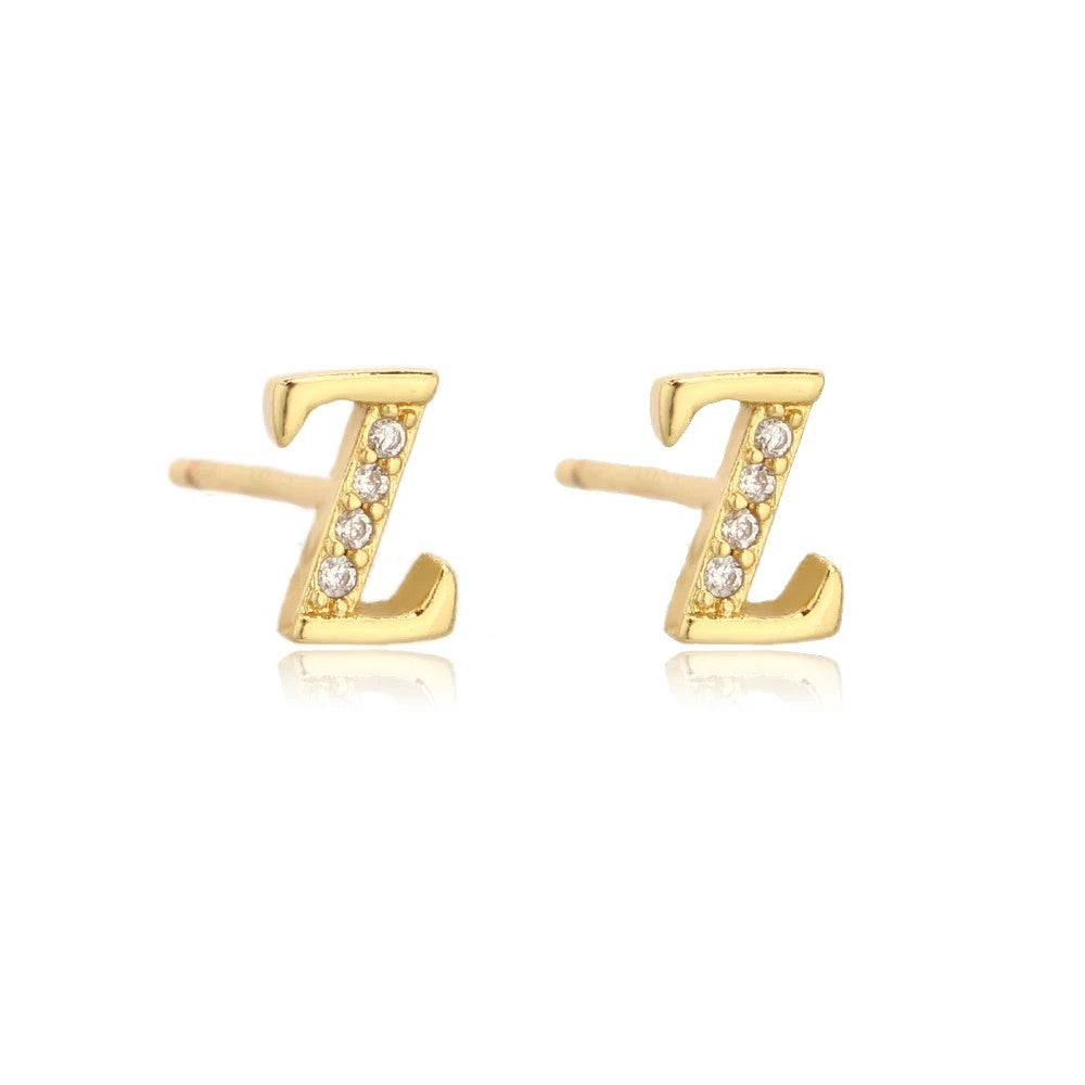 Crystal Initial W Stud Earrings