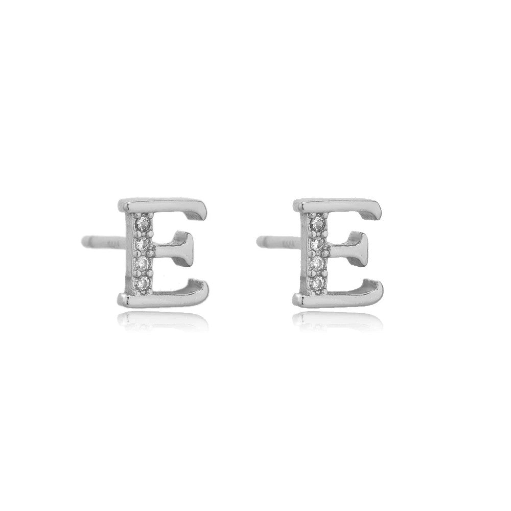 Crystal Initial W Stud Earrings
