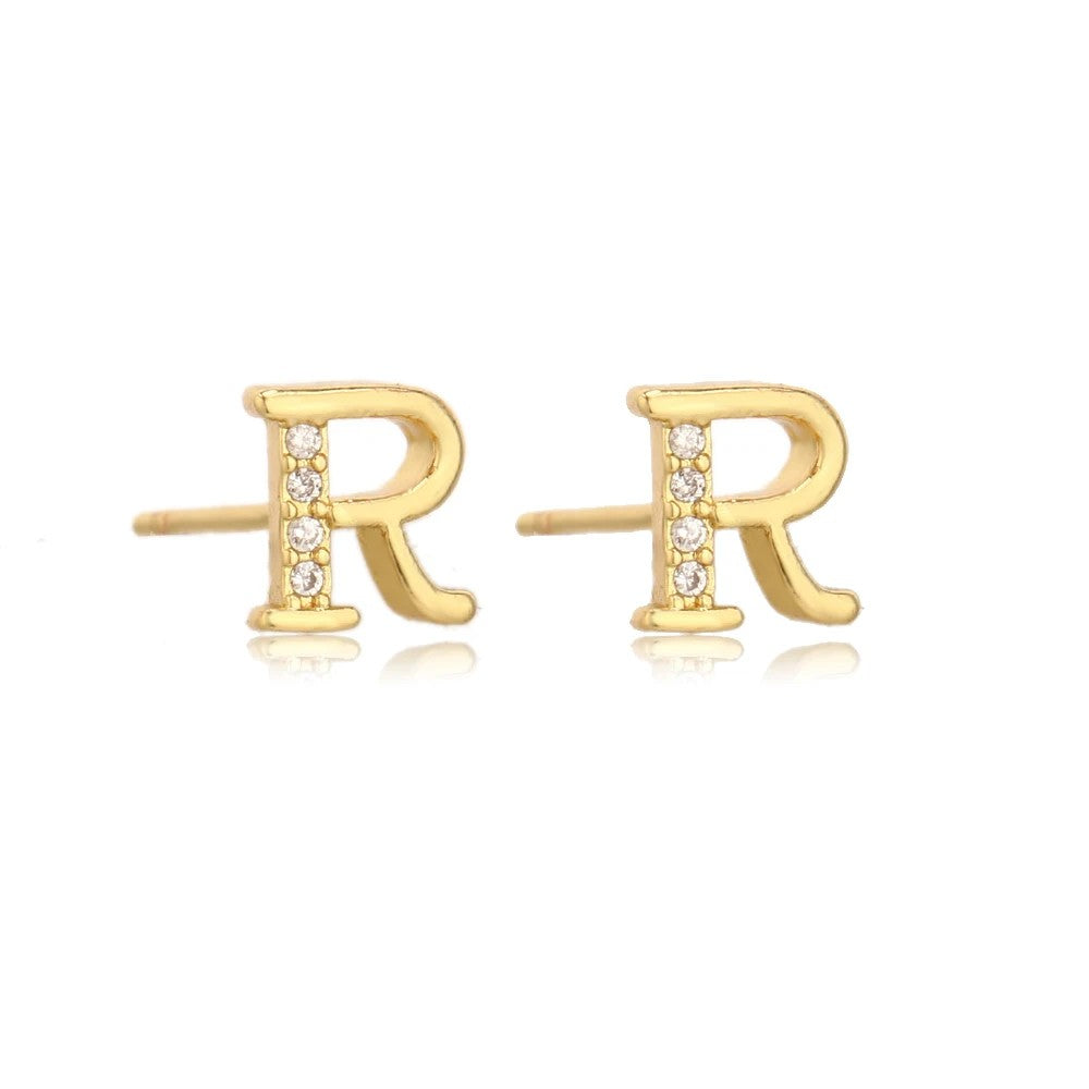 Crystal Initial W Stud Earrings