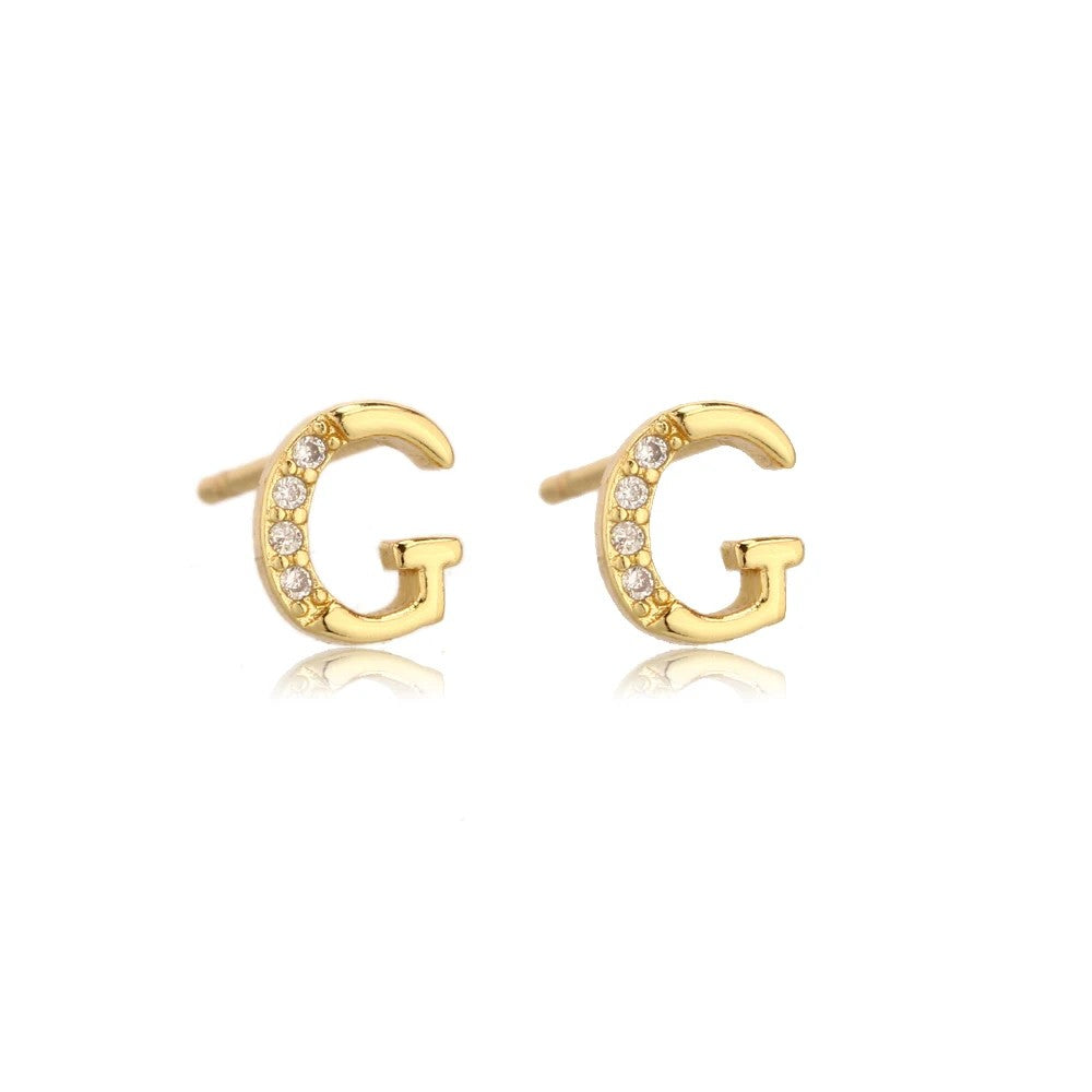 Crystal Initial W Stud Earrings