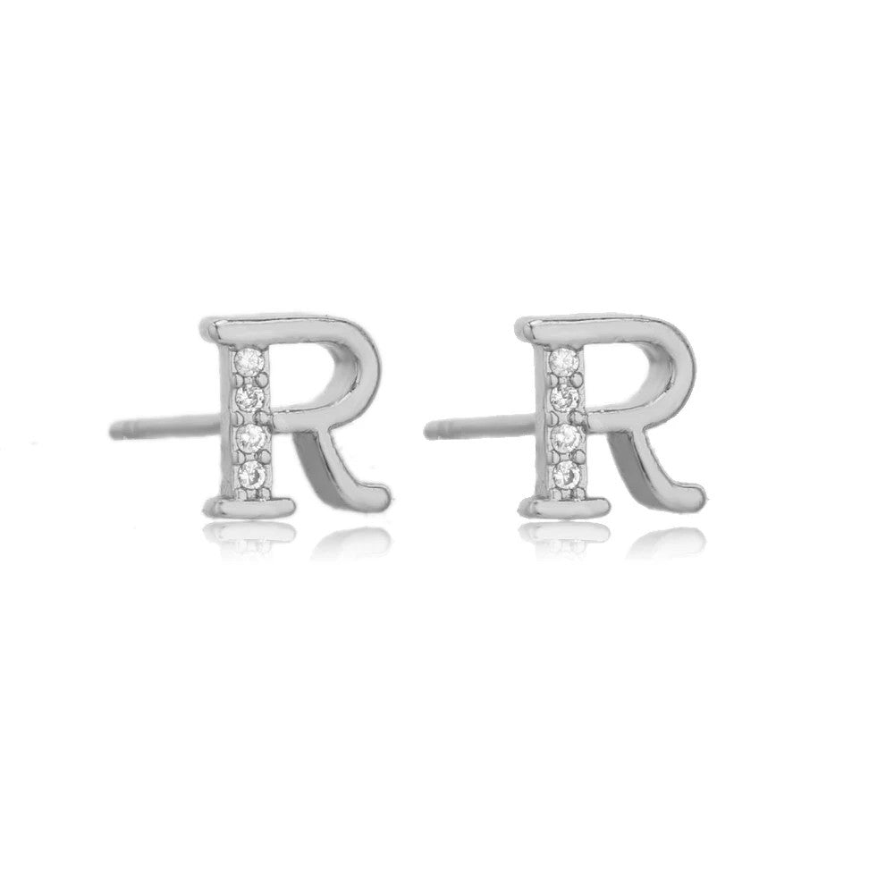 Crystal Initial W Stud Earrings