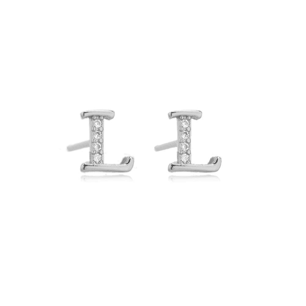 Crystal Initial W Stud Earrings