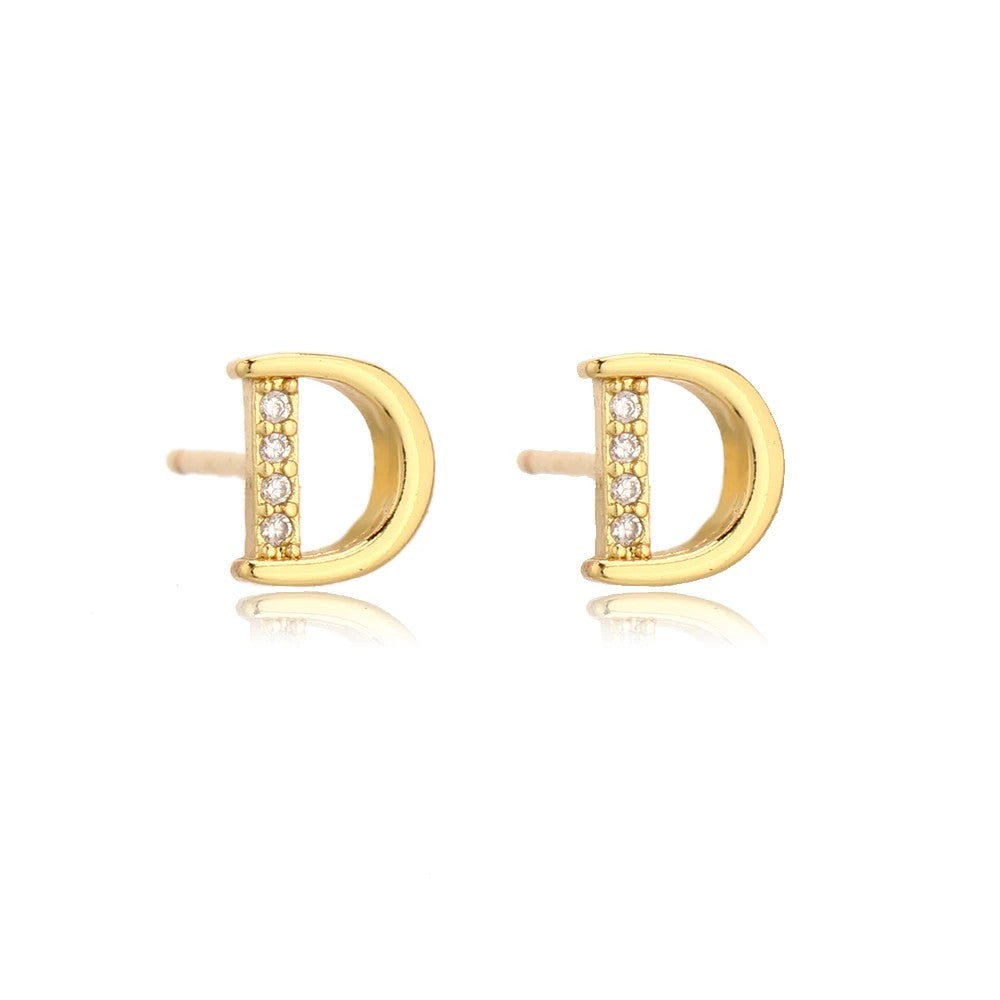 Crystal Initial W Stud Earrings