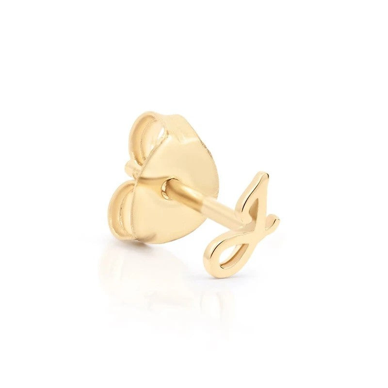Cursive Letter A Stud Earrings
