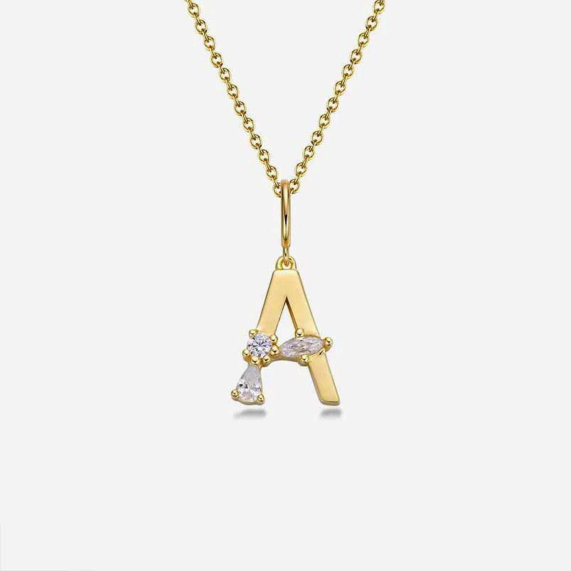 Mixed Cut Crystal Initial Necklace