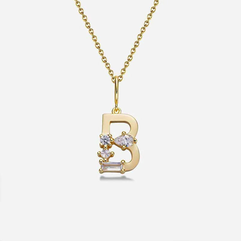 Mixed Cut Crystal Initial Necklace